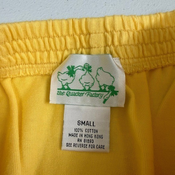 Vintage The Quacker Factory pale yellow 100% cotton embroidered butterfly skirt