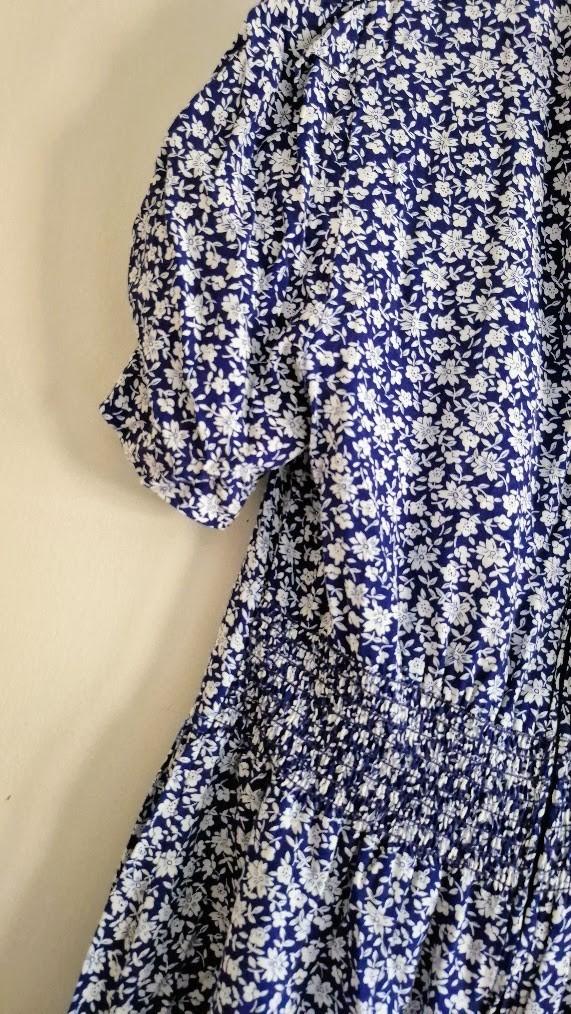 Ms. Darby Vintage Blue & White Summer Floral Midi Dress Size 6 – Fit & Flare