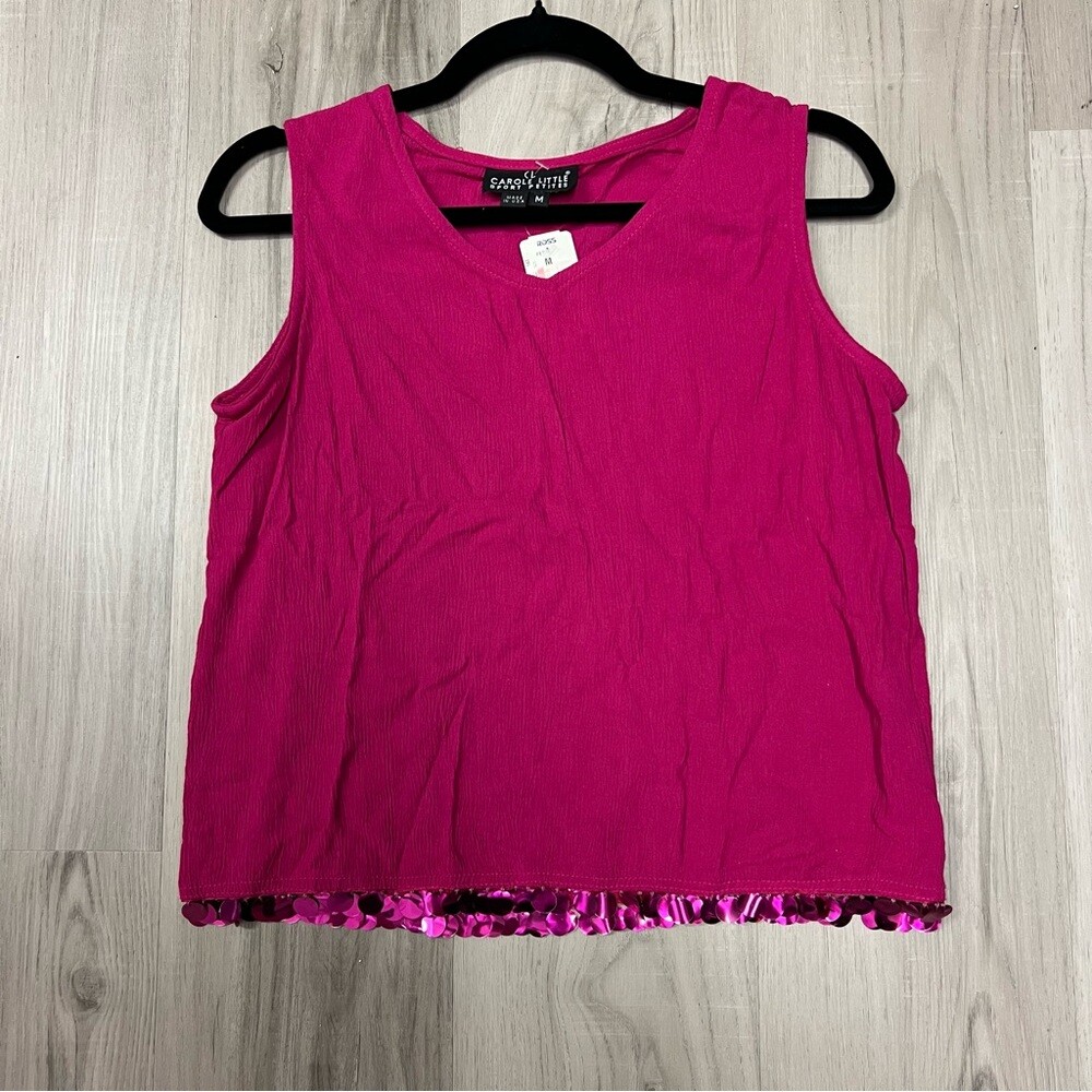Carol Little Sport hot pink tank with sequins sz M petites Tandoori Star
