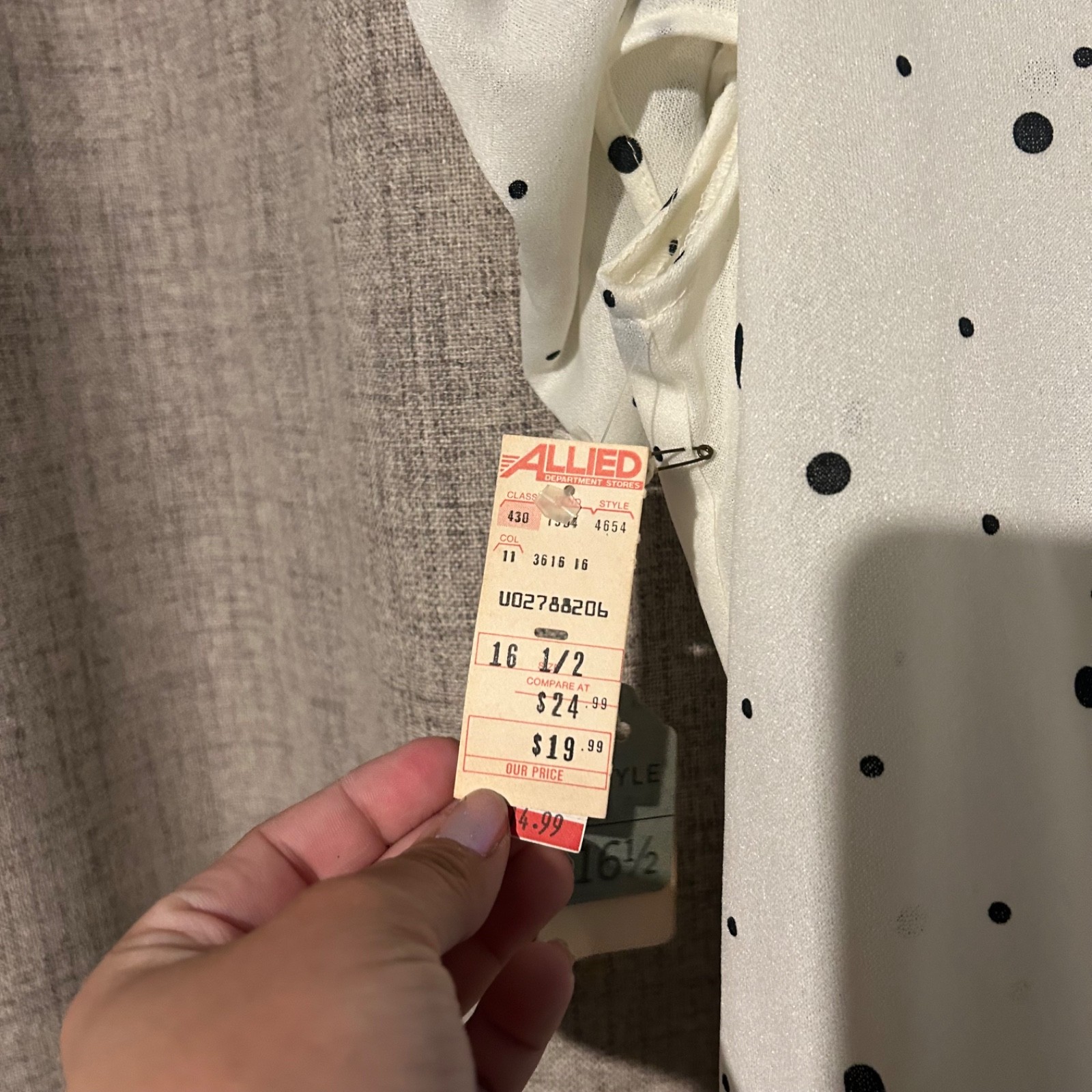 VTG white with black polka dots sheer dress 16 1/2