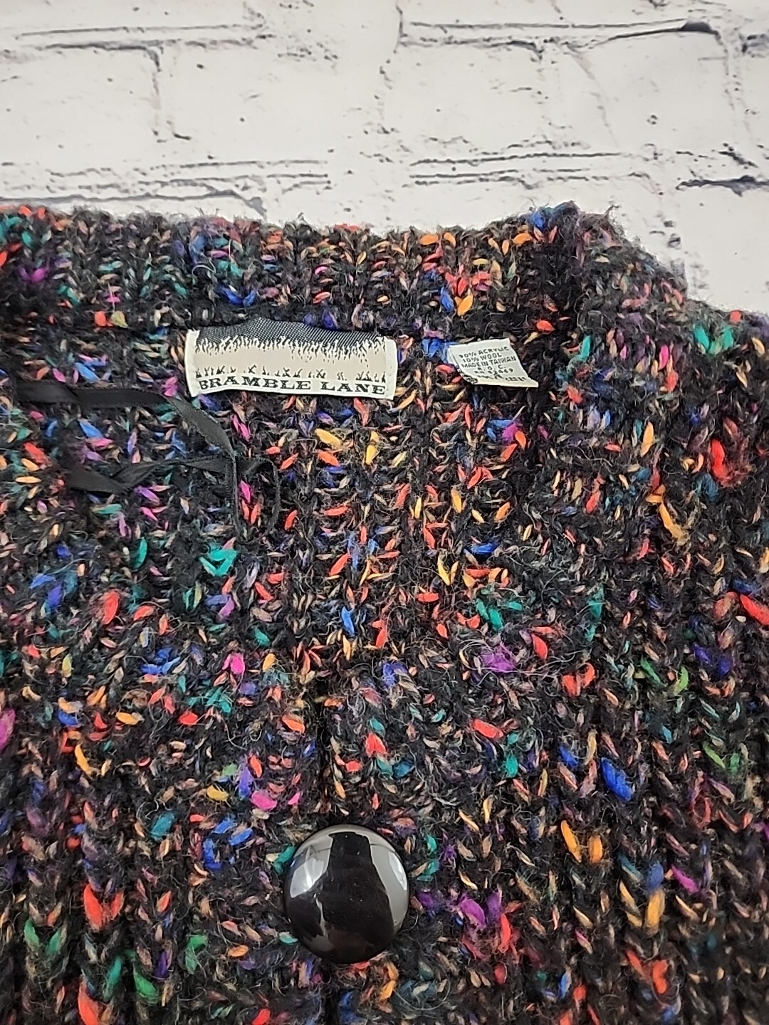 Vintage Open Front Bramble Lane Cardigan Womens S Speckled Wool Blend Granny