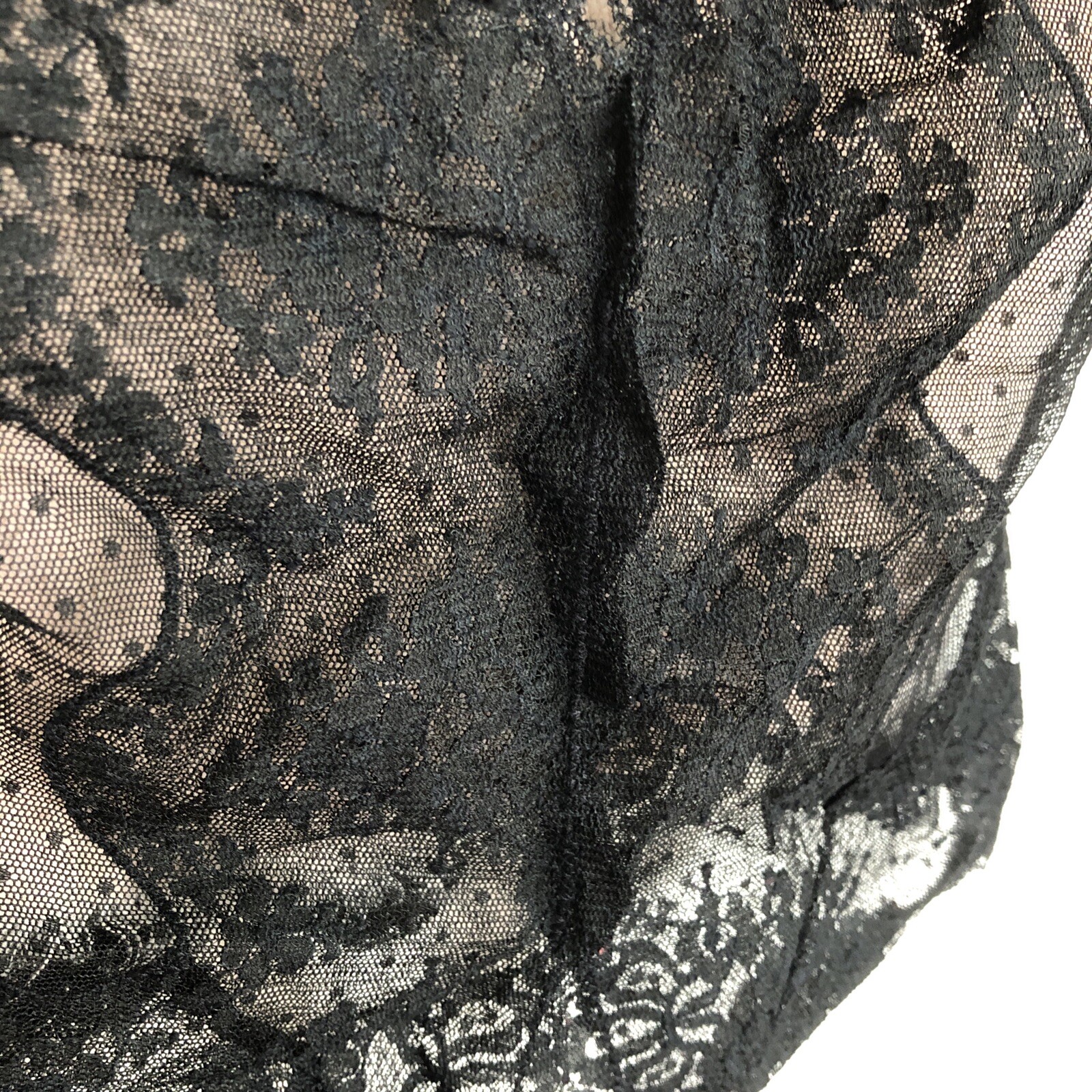 Vtg Blanche By Ralph Montenero Black Nylon Sheer Lace Cami Bustier Size 32 USA