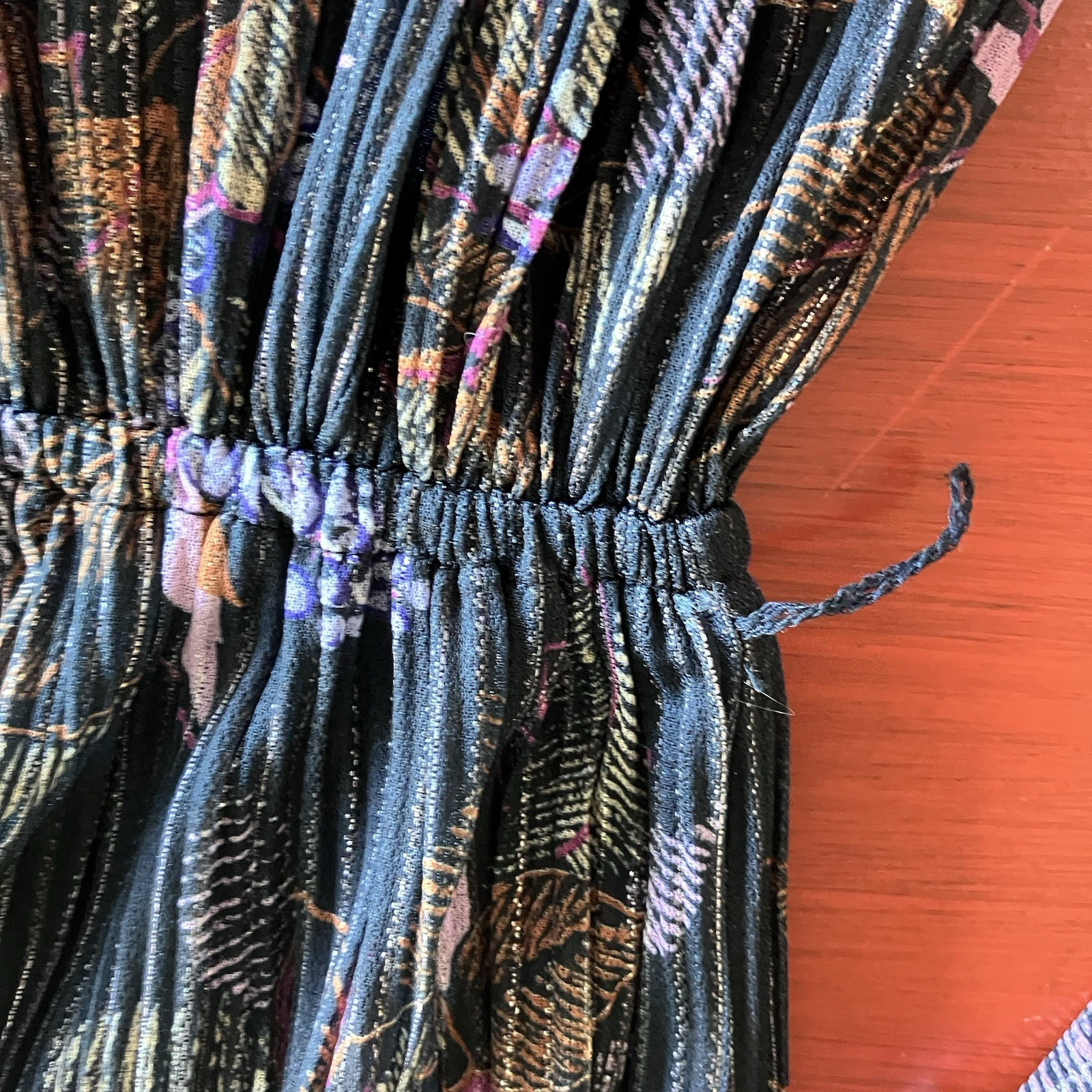 Sexy Vintage 70s Shimmery Sheet Black Dress With Metallic Braided Trim sz 8