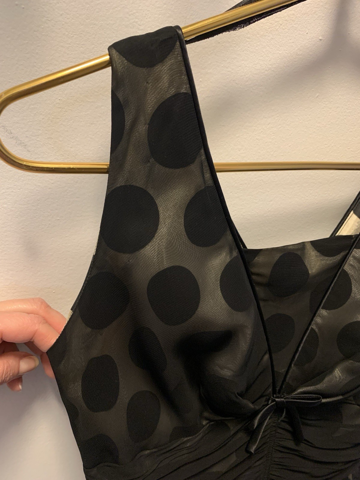 Vintage 1950’s Polka Dot Evening Gown Cocktail Black XS 32 X 24