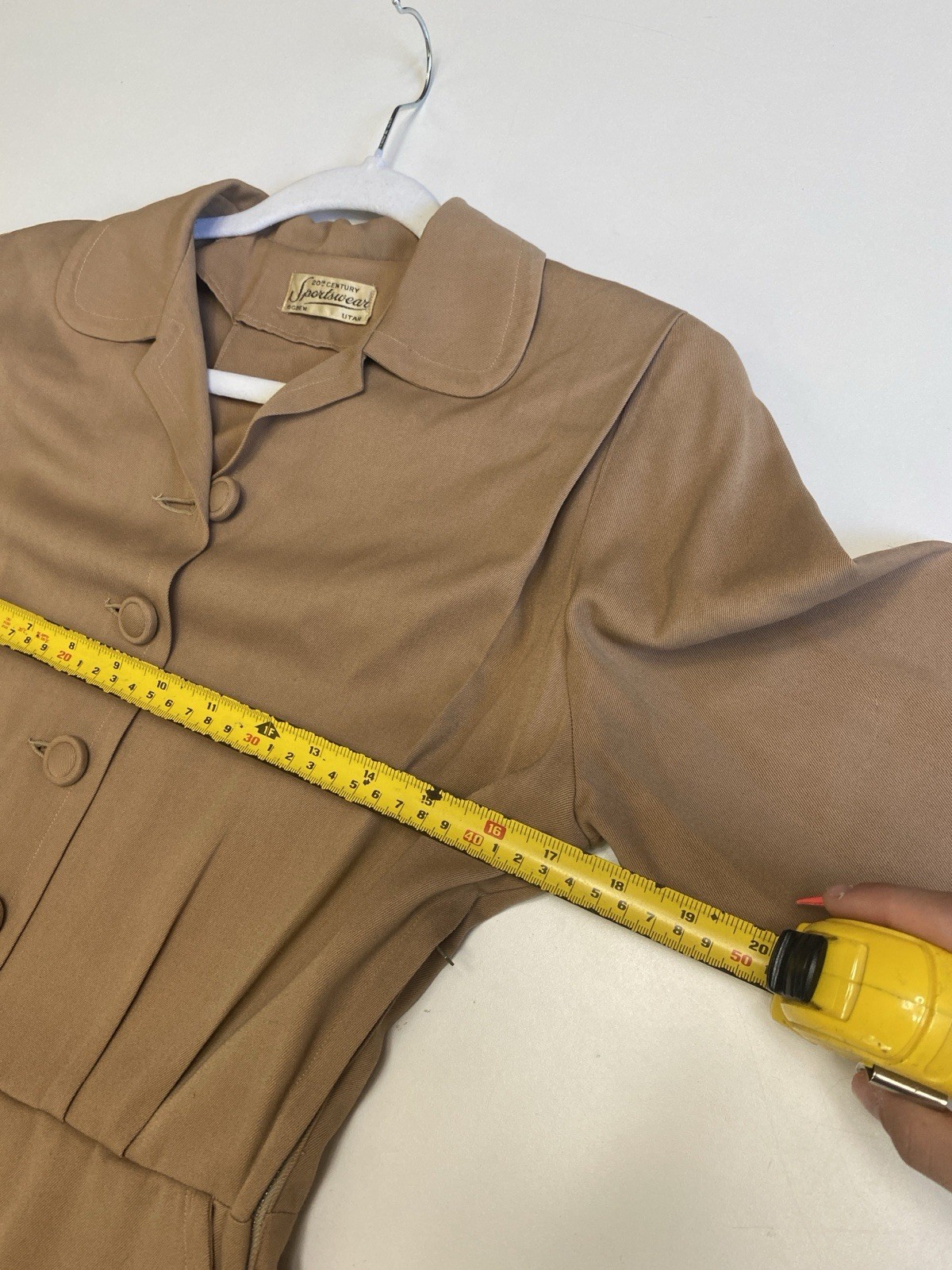 Vintage 40s 20th Century Sportswear Rayon Gabardine M Dress Brown