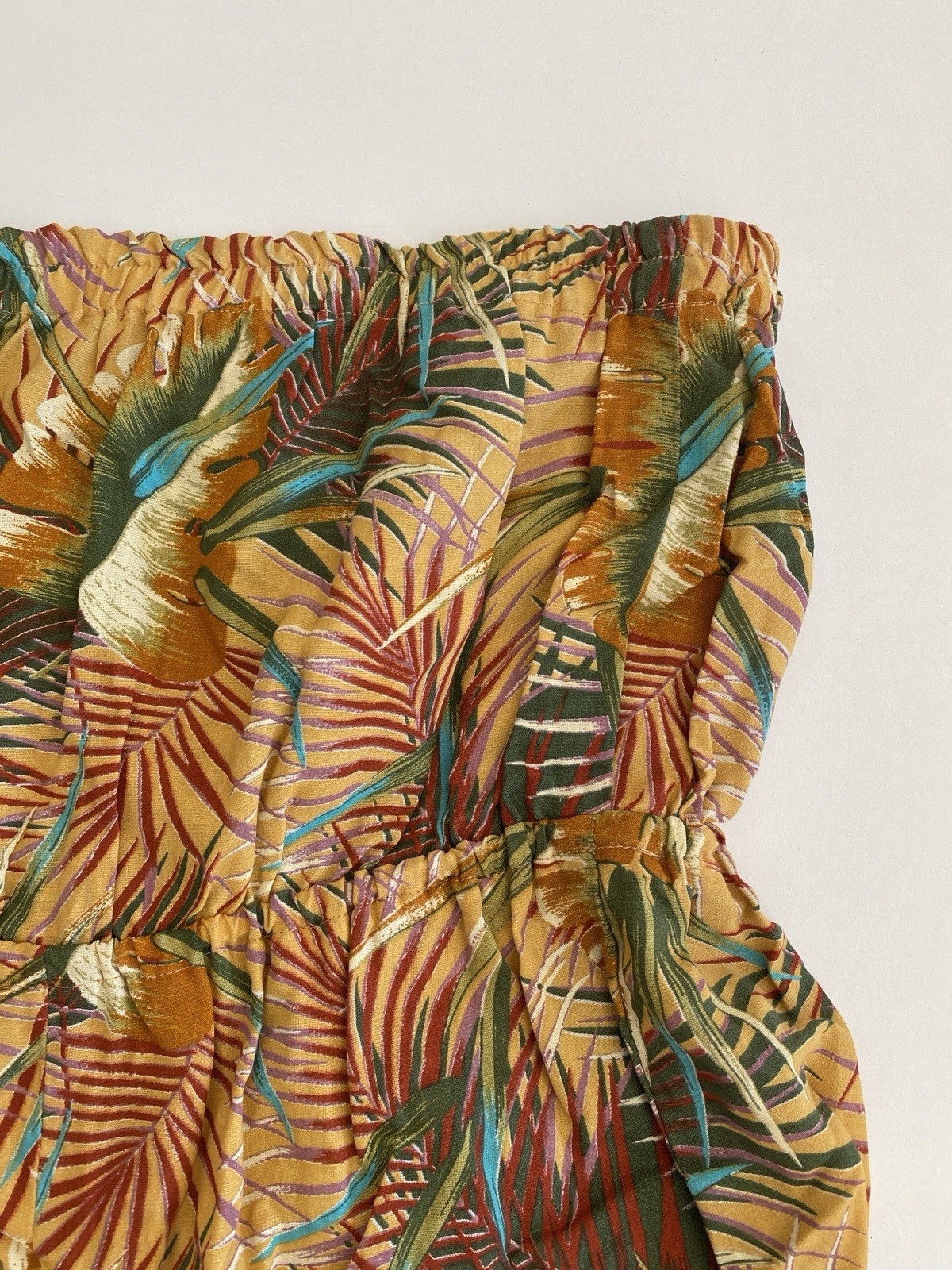 Vintage Strapless Tropical Jumper Pants Hawaiian Romper Cotton