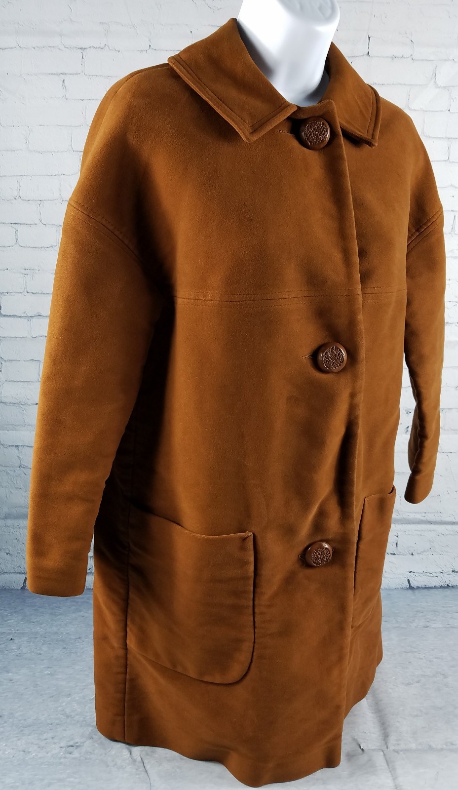 Betty Rose Montoro Suede Large L Soft Deep Harvest Orange Brown Coat Vintage