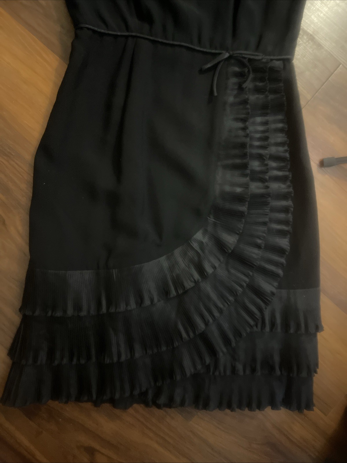 Vintage The Crescent Spokane Black Ruffle Cocktail Dress ILGWU Union Made
