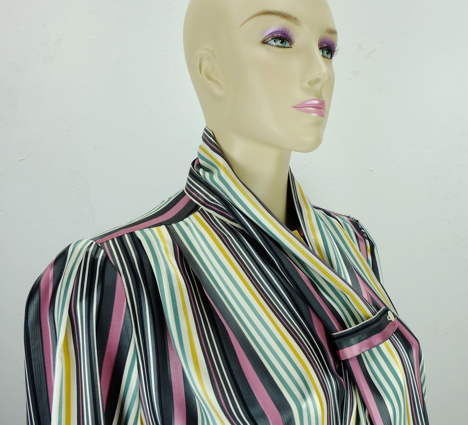 Striped 80s blouse satin blouse Lucia West Germany slip size M