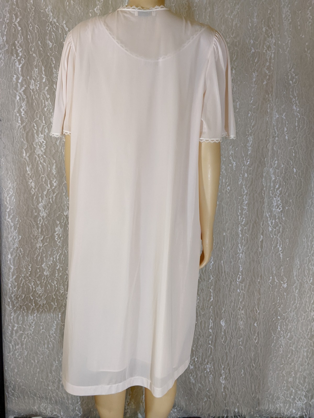 Vintage Lorraine Soft Pink Lightweight Lingerie Dress Nightgown Robe Set L