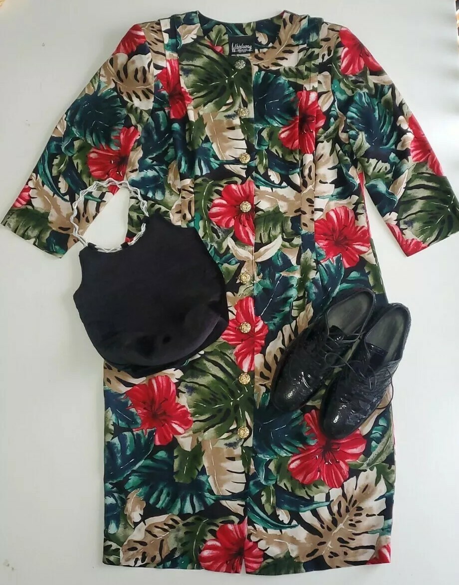 whirlaway frocks Vintage Sheath Floral Dress Size 10 P Multi-color Used