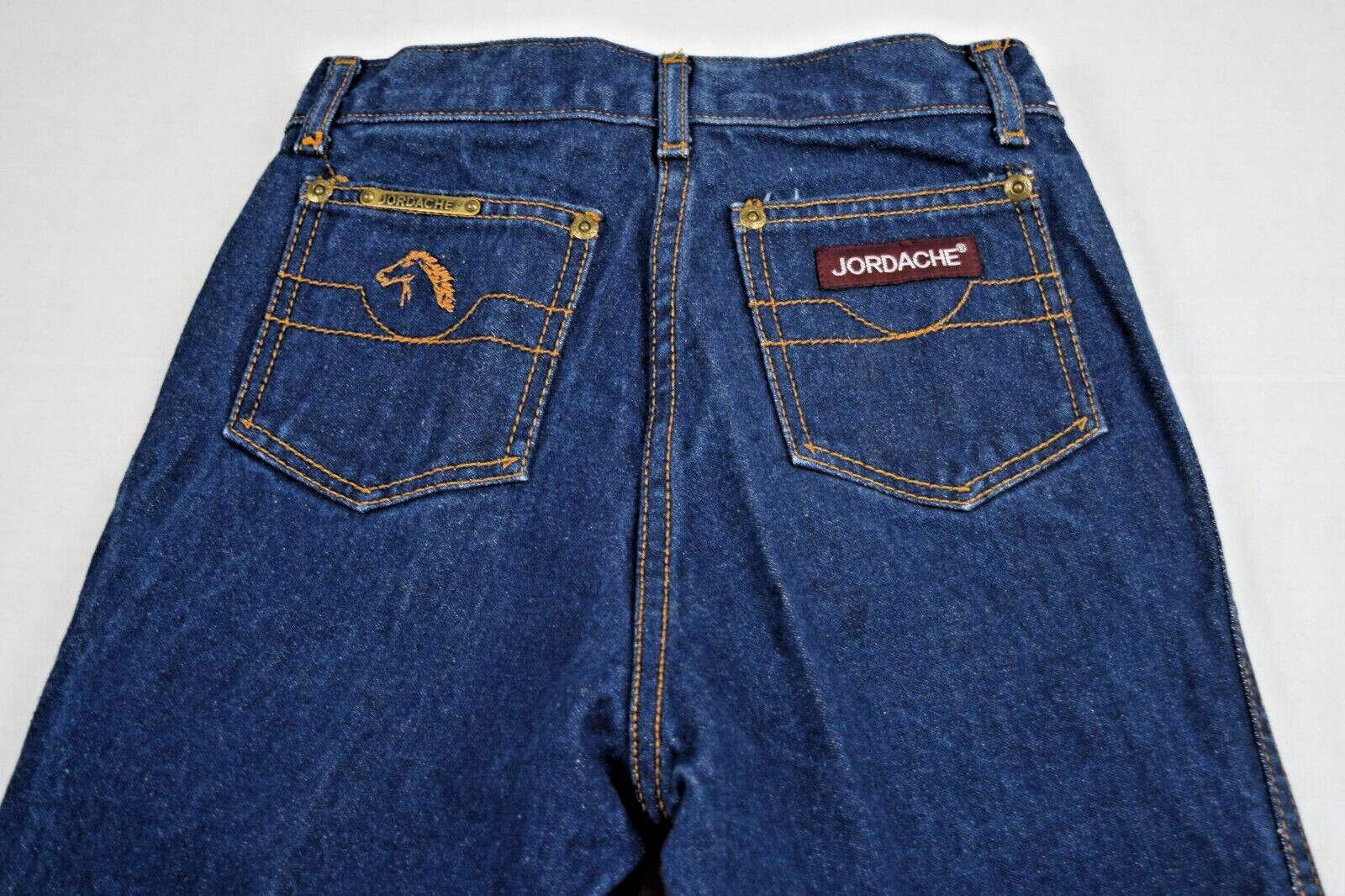 Vintage Jordache Jeans Horsehead Size 22 x 28.5 70s Blue Bronze Stitch Made USA