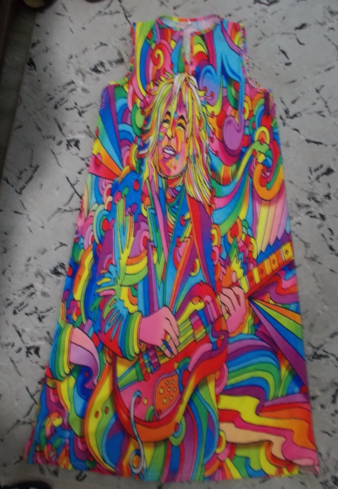 Vintage 1970’s Psychedelic Guitar Player Kaftan Dress Size L