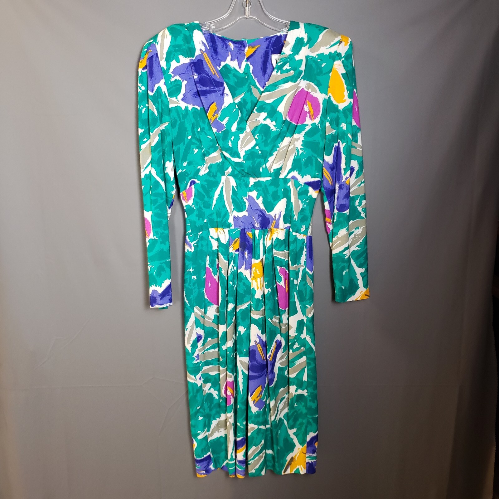 Vintage 80s Floral Pencil Dress Womens 8 Shoulder Pads Pleated by VLP PETITES