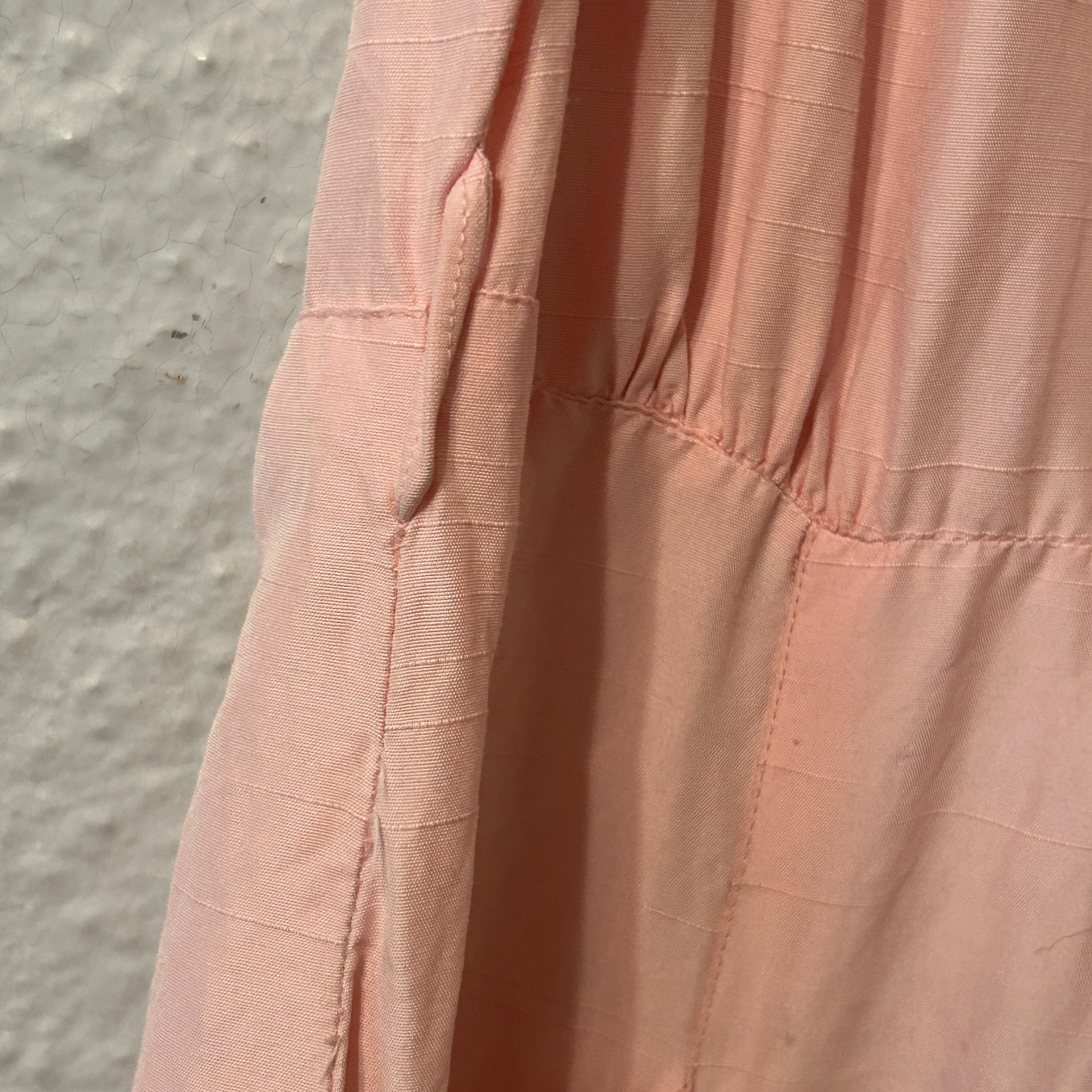 Vtg 1940s 50s Womens Sz L Pink Day Dress Rockabilly VLV Textured Rayon