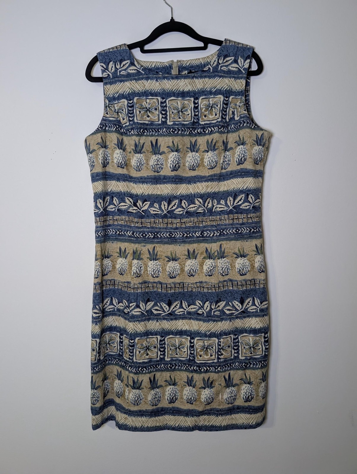 Vintage 90s Bushwacker Pineapple Print Shift Dress Size 10 Tropical Coastal