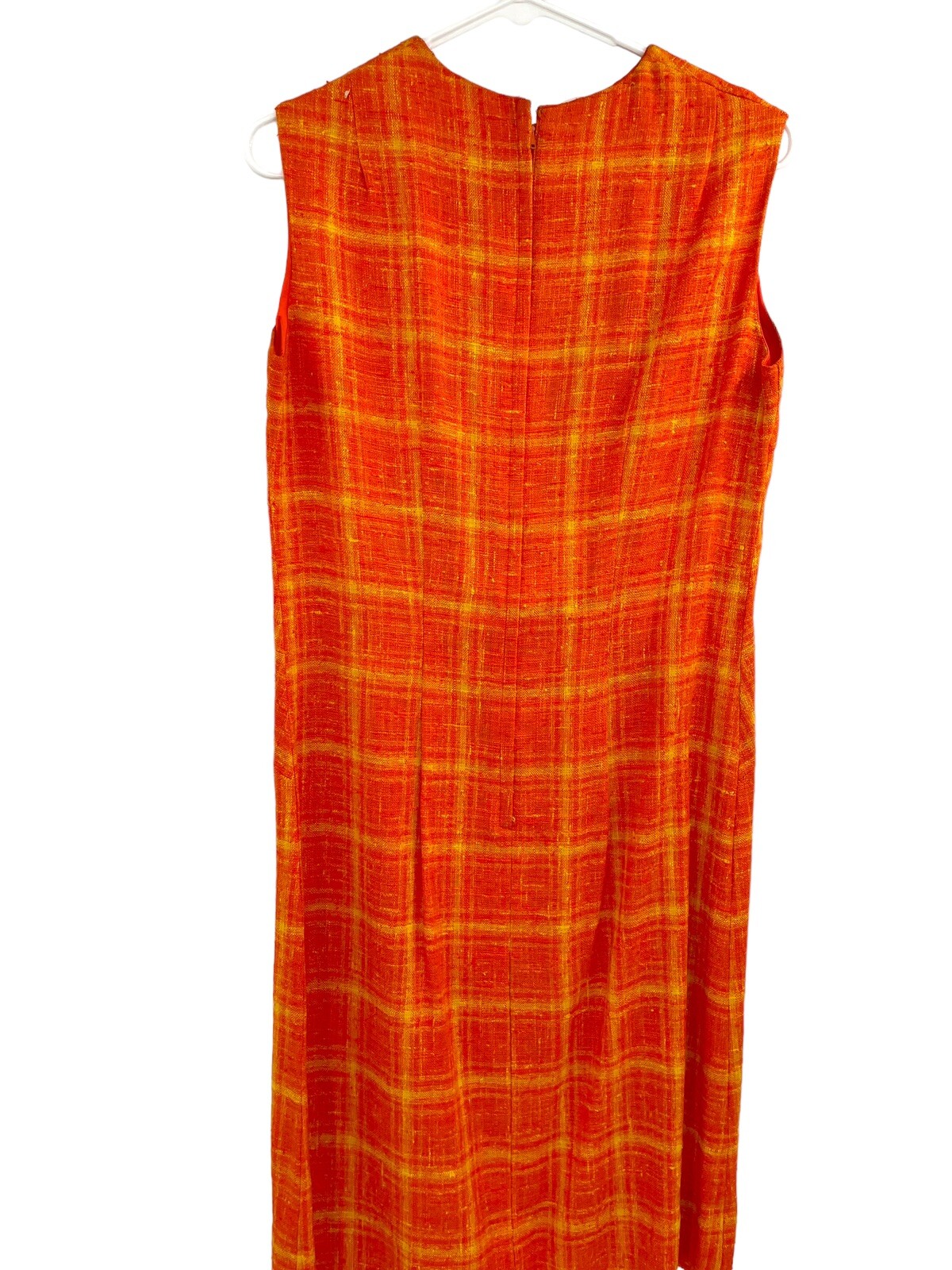 Vintage Stacy Ames Tweed Windowpane Sheath Dress Burnt Orange size 14