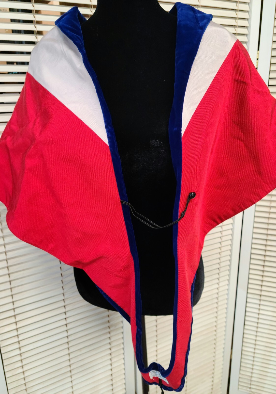 Vintage Cotrell Leonard Doctorate Graduation Cape Gown PHD Cloak Red White Blue