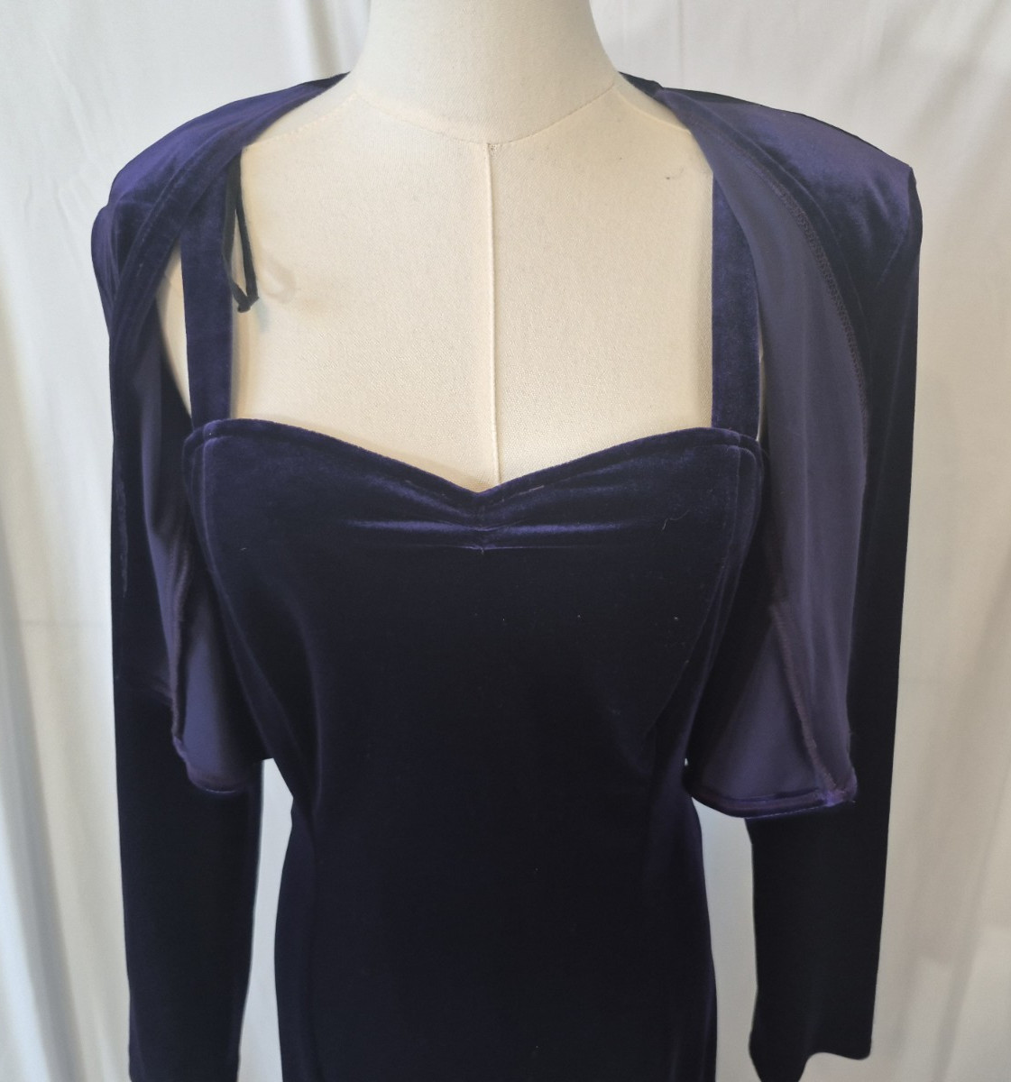 Vintage Y2K 90s ONYX Nite Purple Velvet Party Maxi Dress w/ Jacket US 8