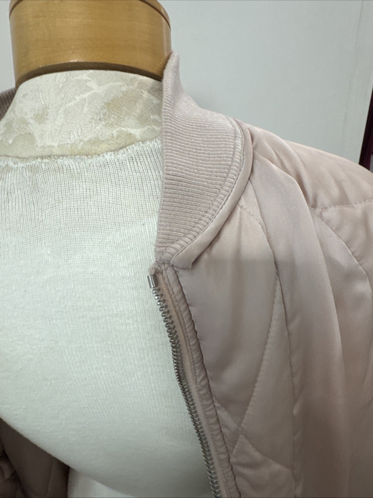 Vintage Classic Coach Quilted Bomber Style Jacket Womens -Small -Soft Pink