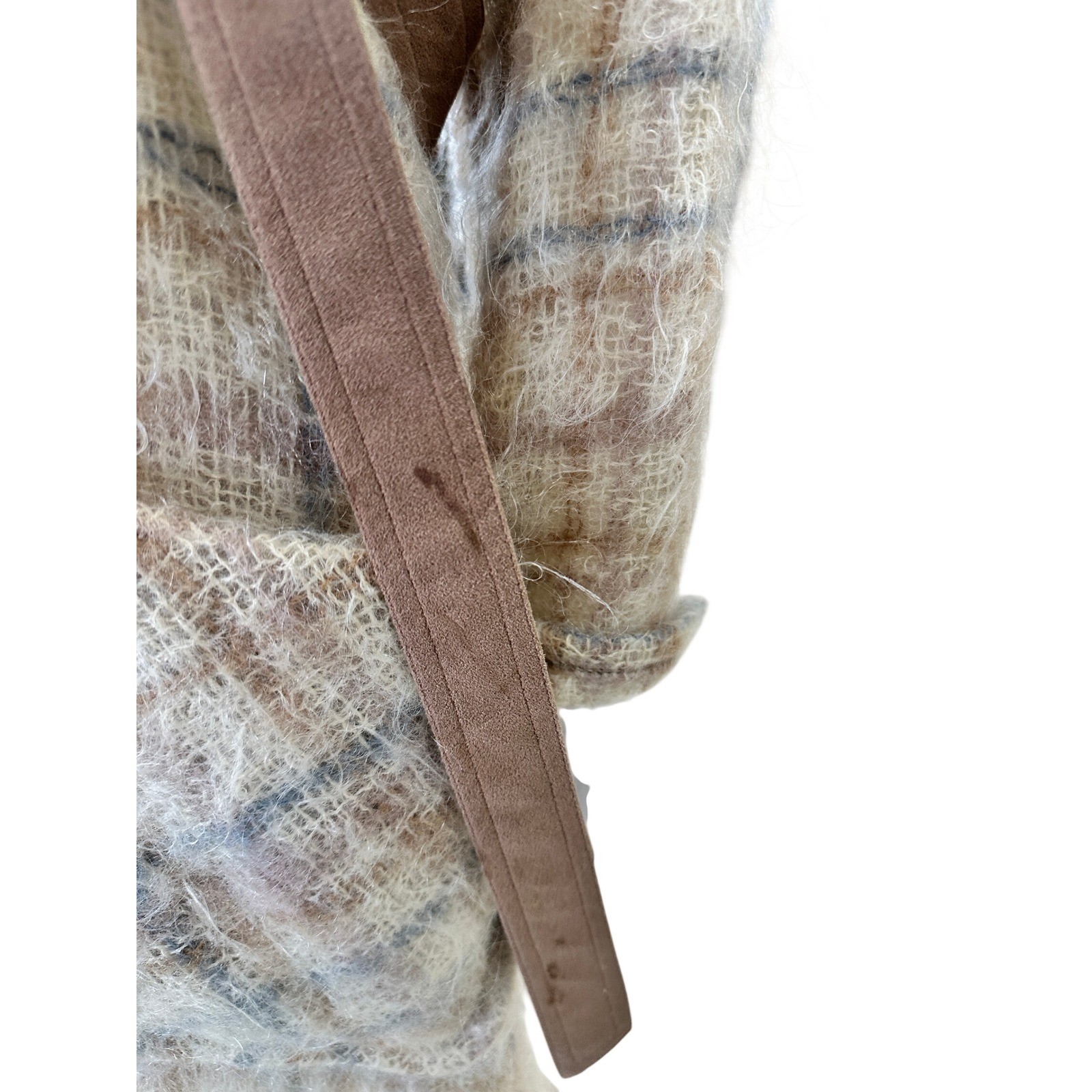 1960s Gino Rossi Mohair LIghtweight Plaid Long Cardigan Robe Jacket Coat JS