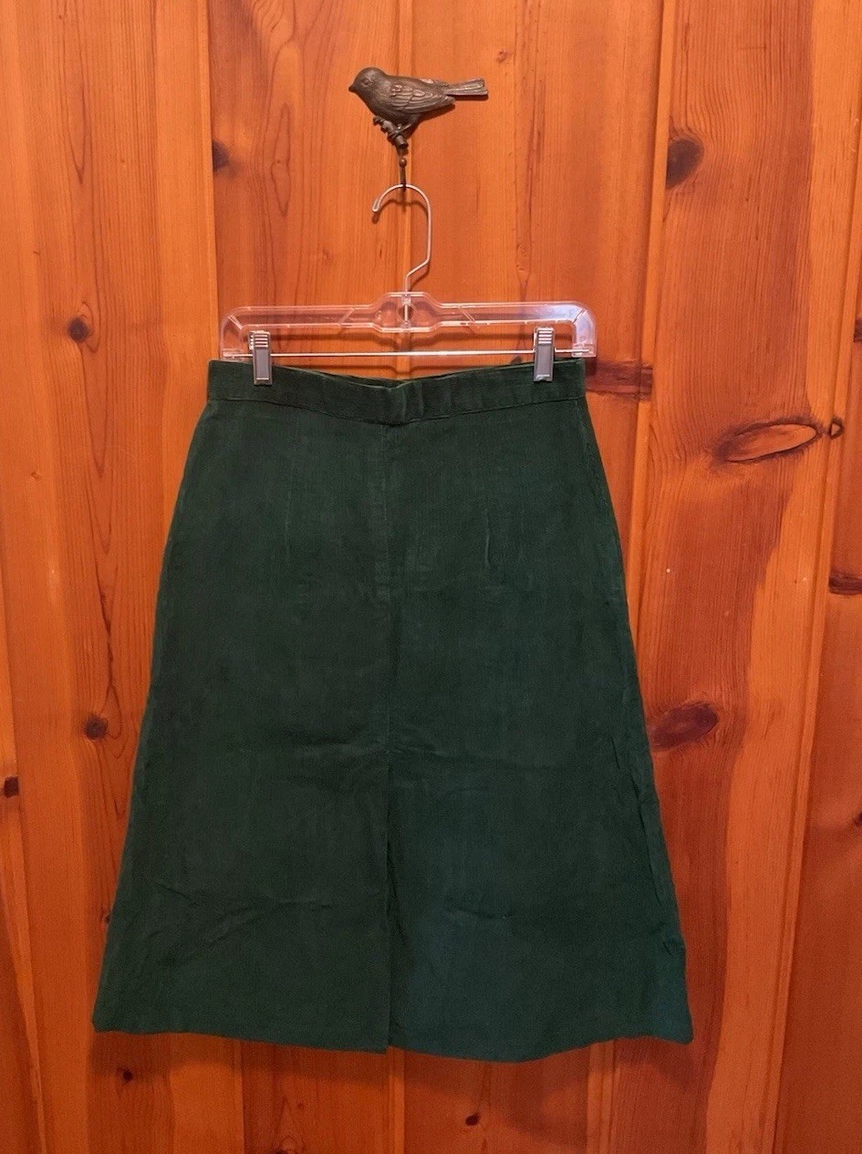VTG 70’s Tom Boy Of California Emerald Green Pleated Corduroy Skirt M