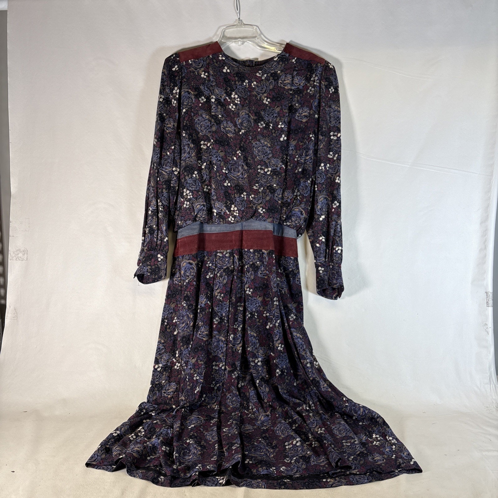 VTG 80s Secretary Dress Rayon Paisley Midi High Neck Long Sleeve Patty O’Neil