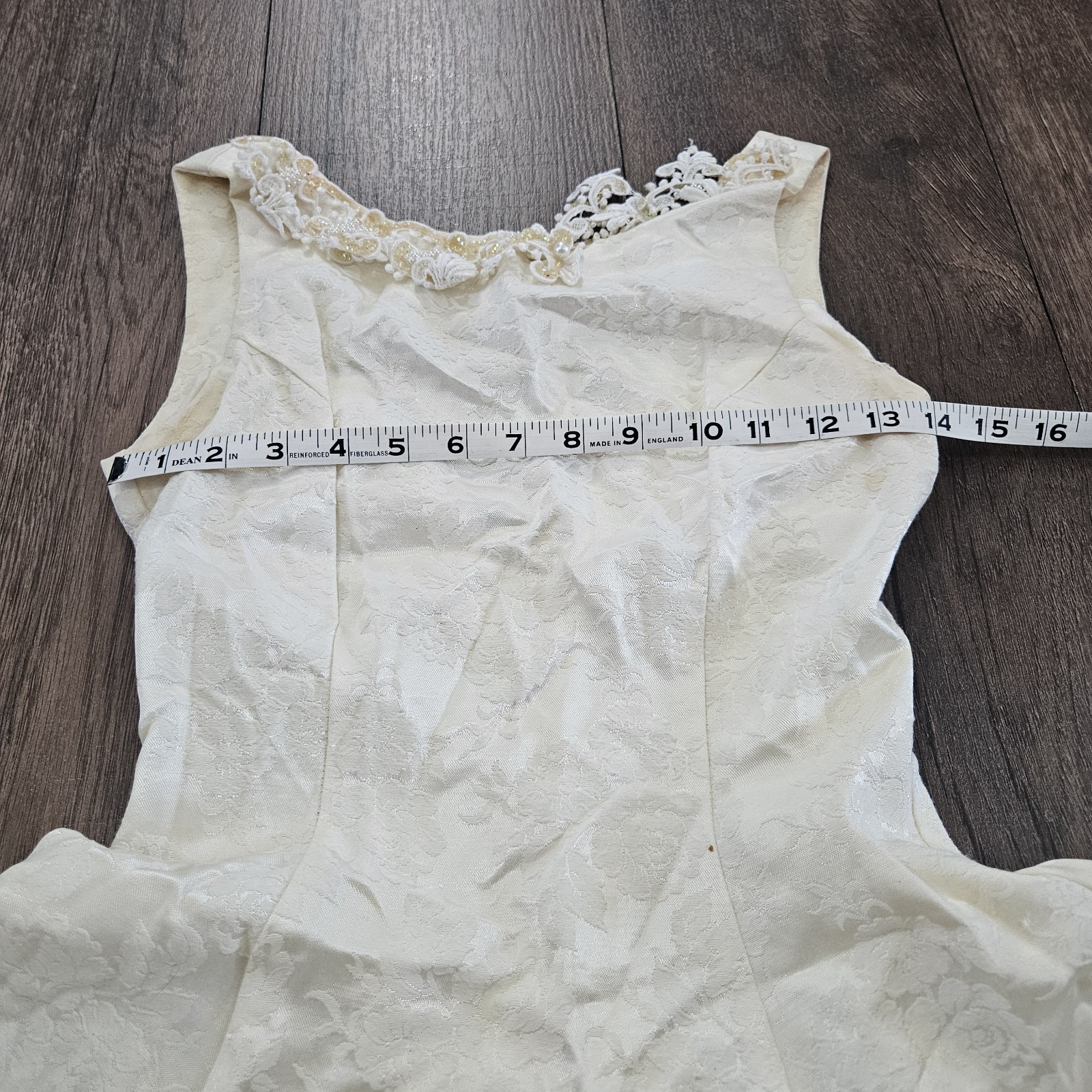 Vintage Jessica McClintock Gunne Sax Cream Floral A-Line Dress with Applique…