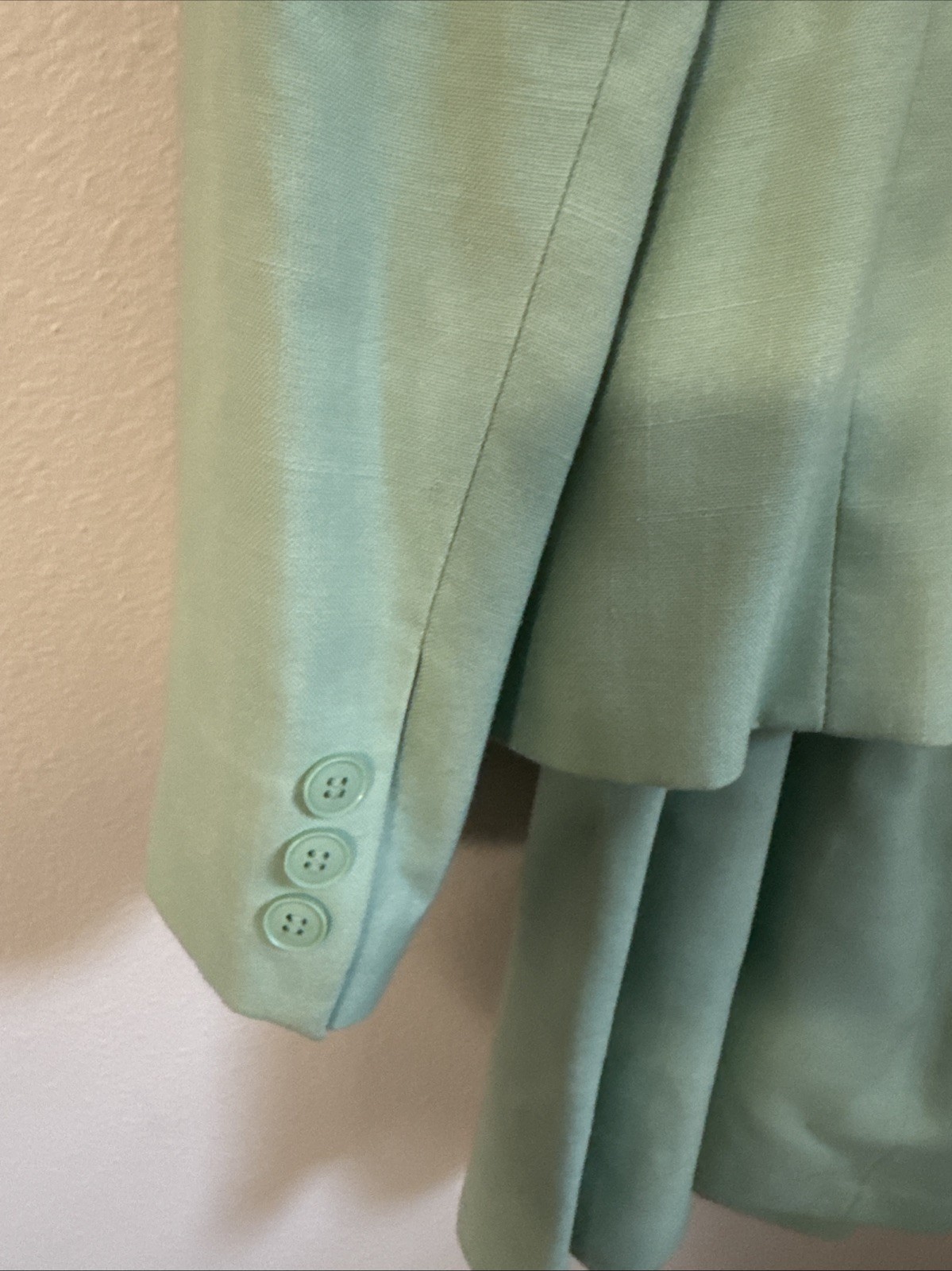 Vintage E.H Woods Skirt suit set Light Green Size 16 jacket shirt skirt Lined