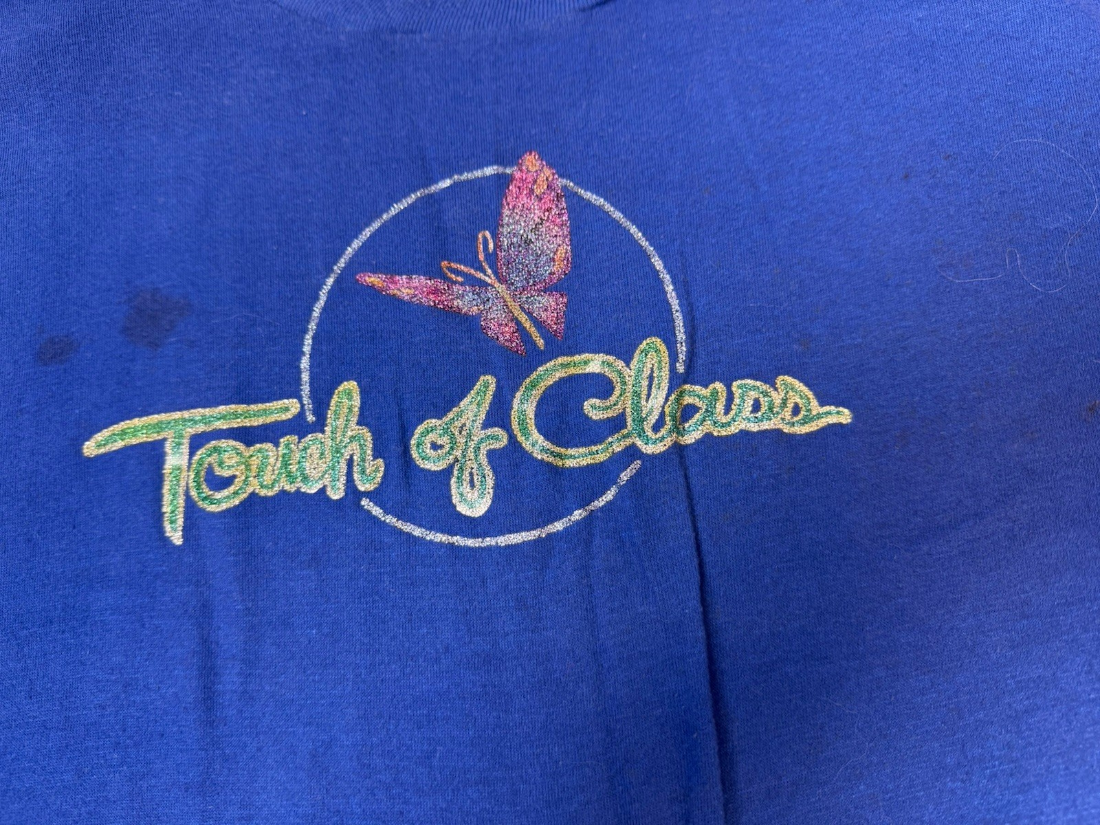 Vtg 80s Single Stitch Sportswear Butterfly Glitter T Shirt M/L As Is See Pics