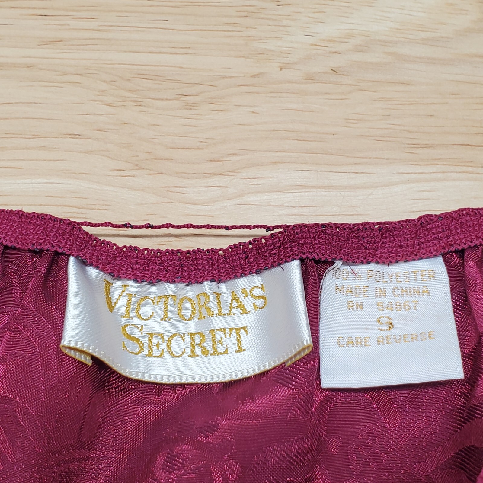 Victoria’s Secret Gold Label Hi Cut Panties Burgandy Red Floral Size S Vintage