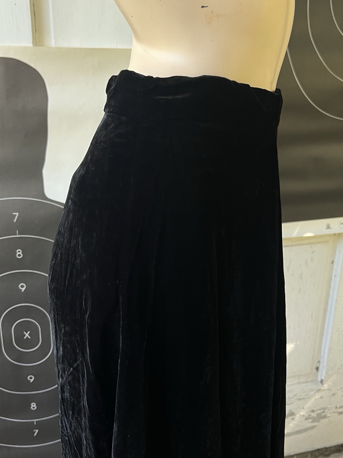 Vintage 40s Silk Velvet Skirt Long Flowy Maxi Metal Zip Snap Hook Gothic