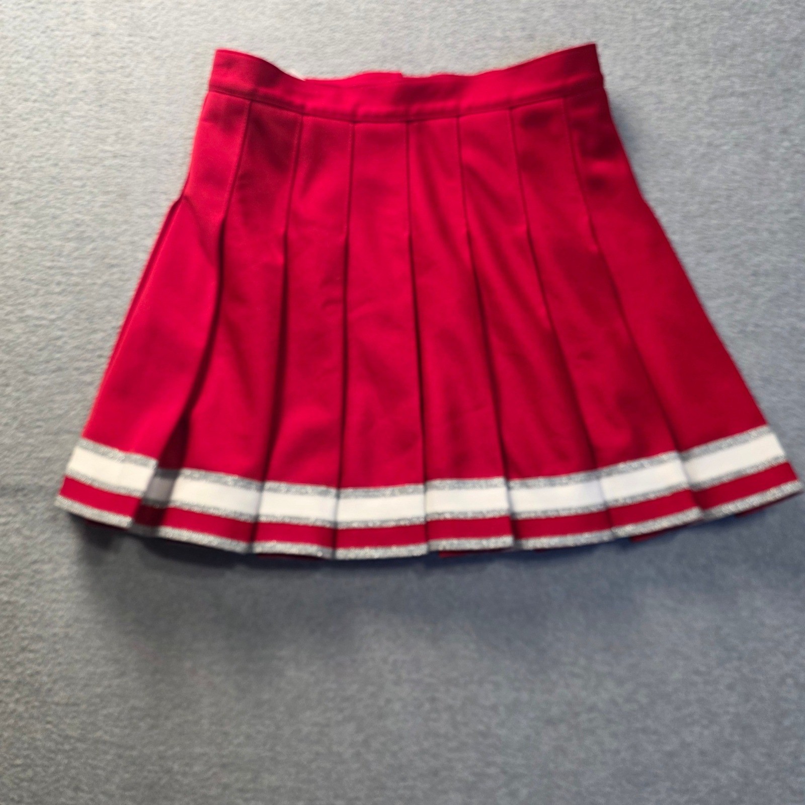 Vintage USA Cheerleader Danzteam Pleated Cheer Skirt Womens 27 Red White Pom Pom