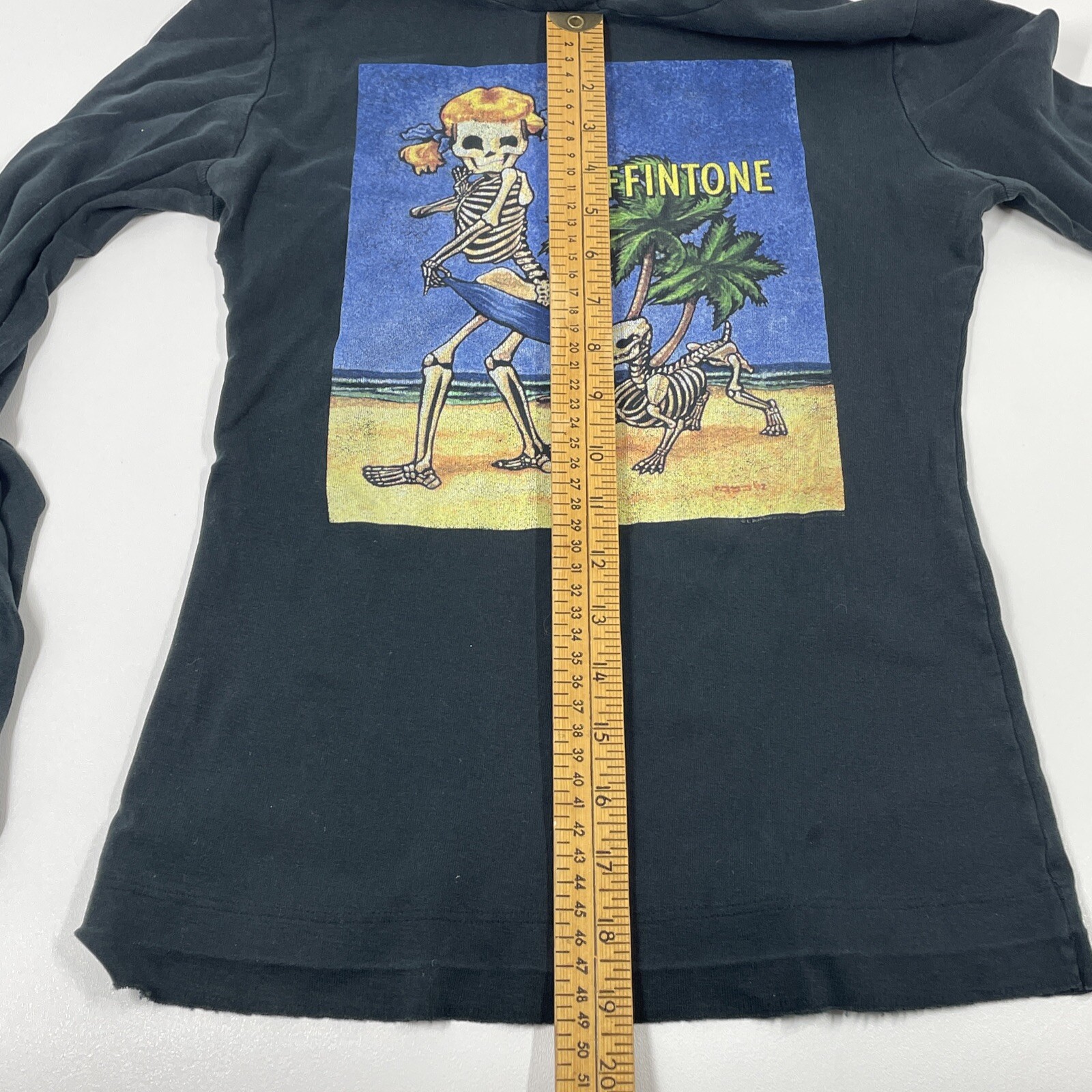 Skeleton Art Coffintone Hooded Shirt Black Long Sleeve Coppertone Parody