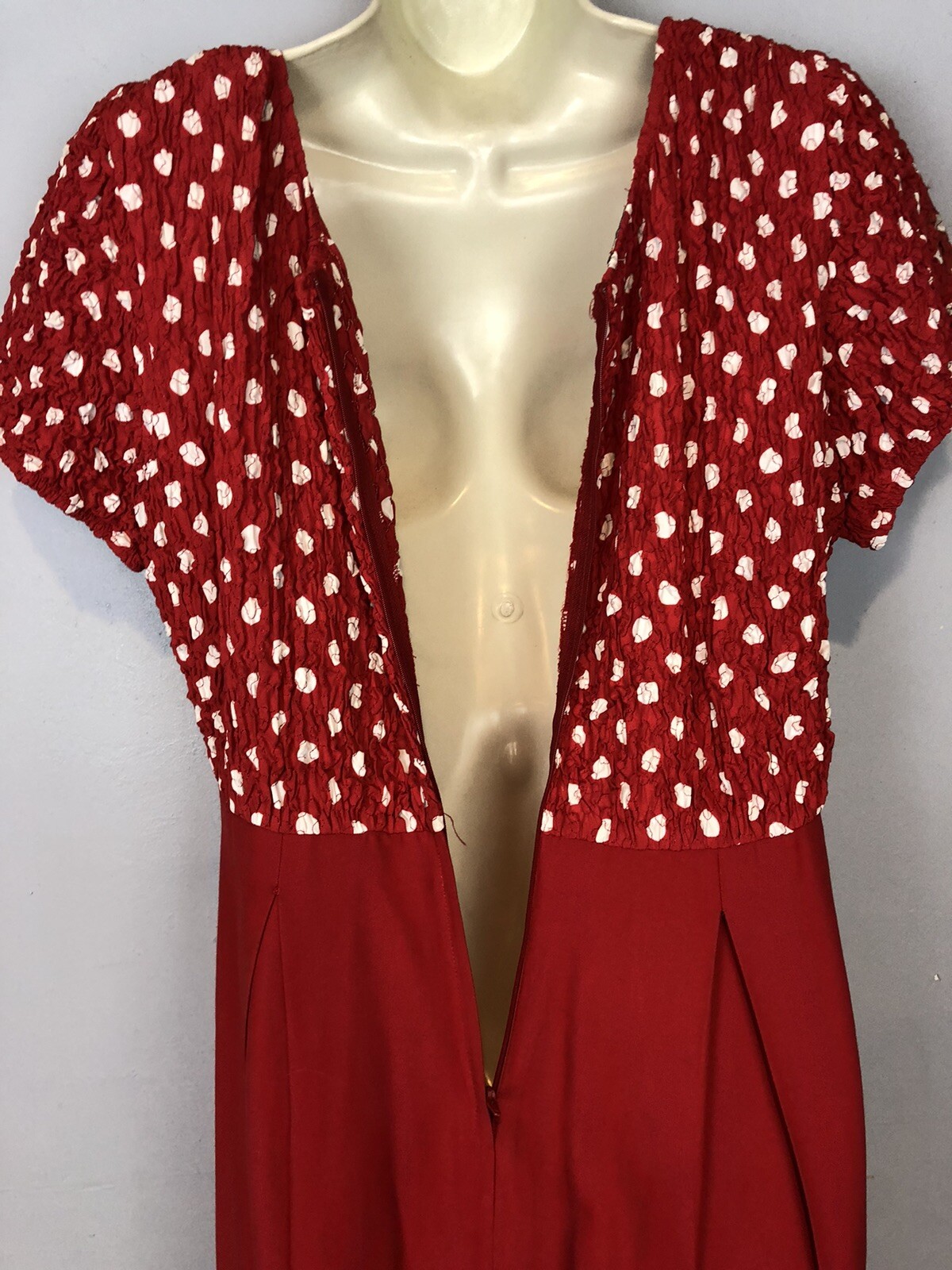 Vtg CREATIONS JOSEPH RIBKOFF red white dots Romper Dress ,shorts – Size 10