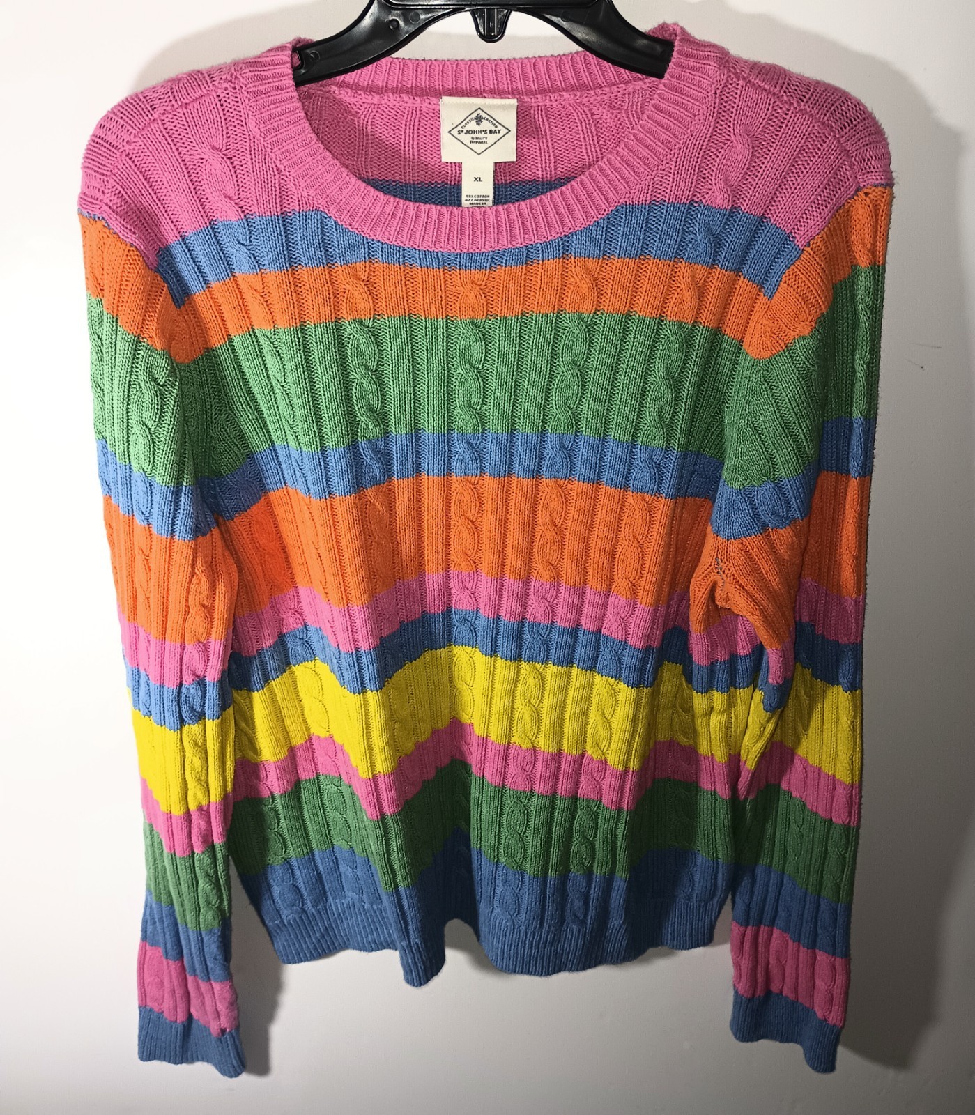 Vtg Y2K Pastel Goth Rainbow Striped Rave Kawaii CandyCore BarbieCore Sweater 💟