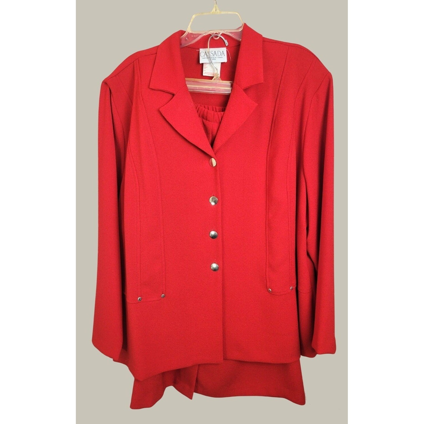 Cassada Skirt Suit Set Vintage Plus Size 24W Professional Career Minimalist Red