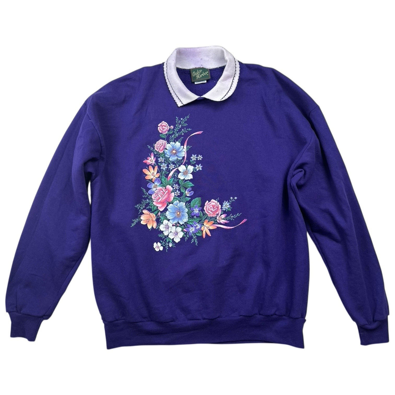 Vintage sweatshirt purple XL grandma core granny oversized cottage floral 90s