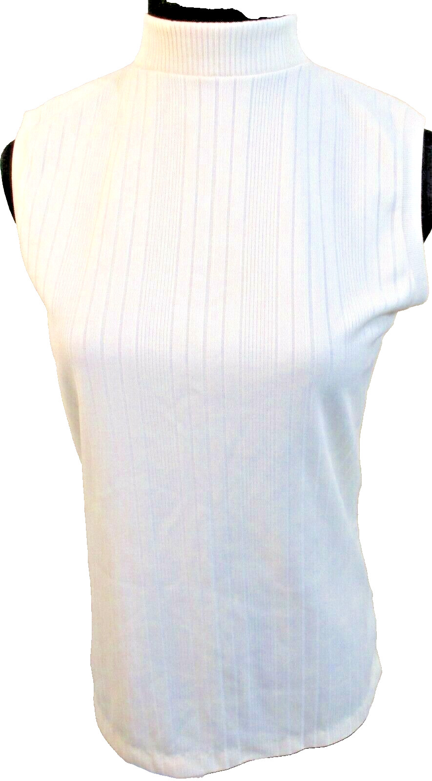 Vintage Soprano Cream Ribbed Double Knit Textured Mock Turtleneck Tank Size XL