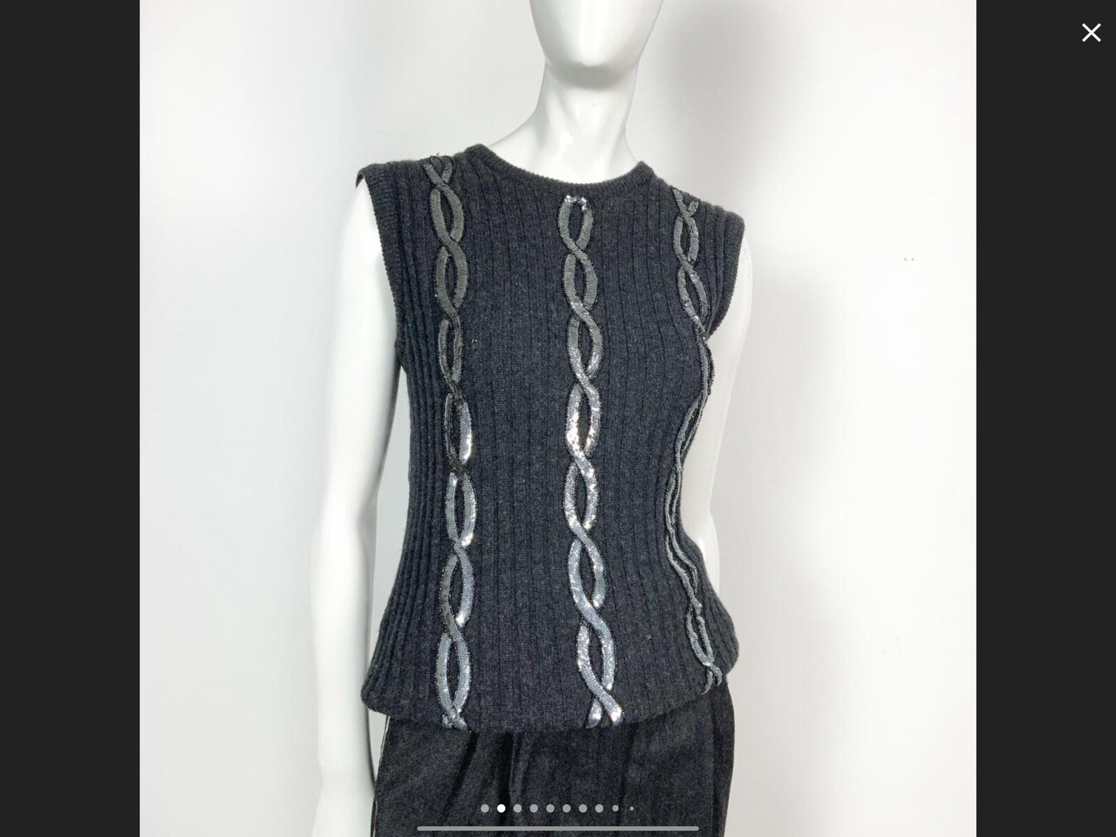 Vintage Valentino Boutique 3-Piece Cashmere Set w/Chinchilla Fur & Sequins Italy