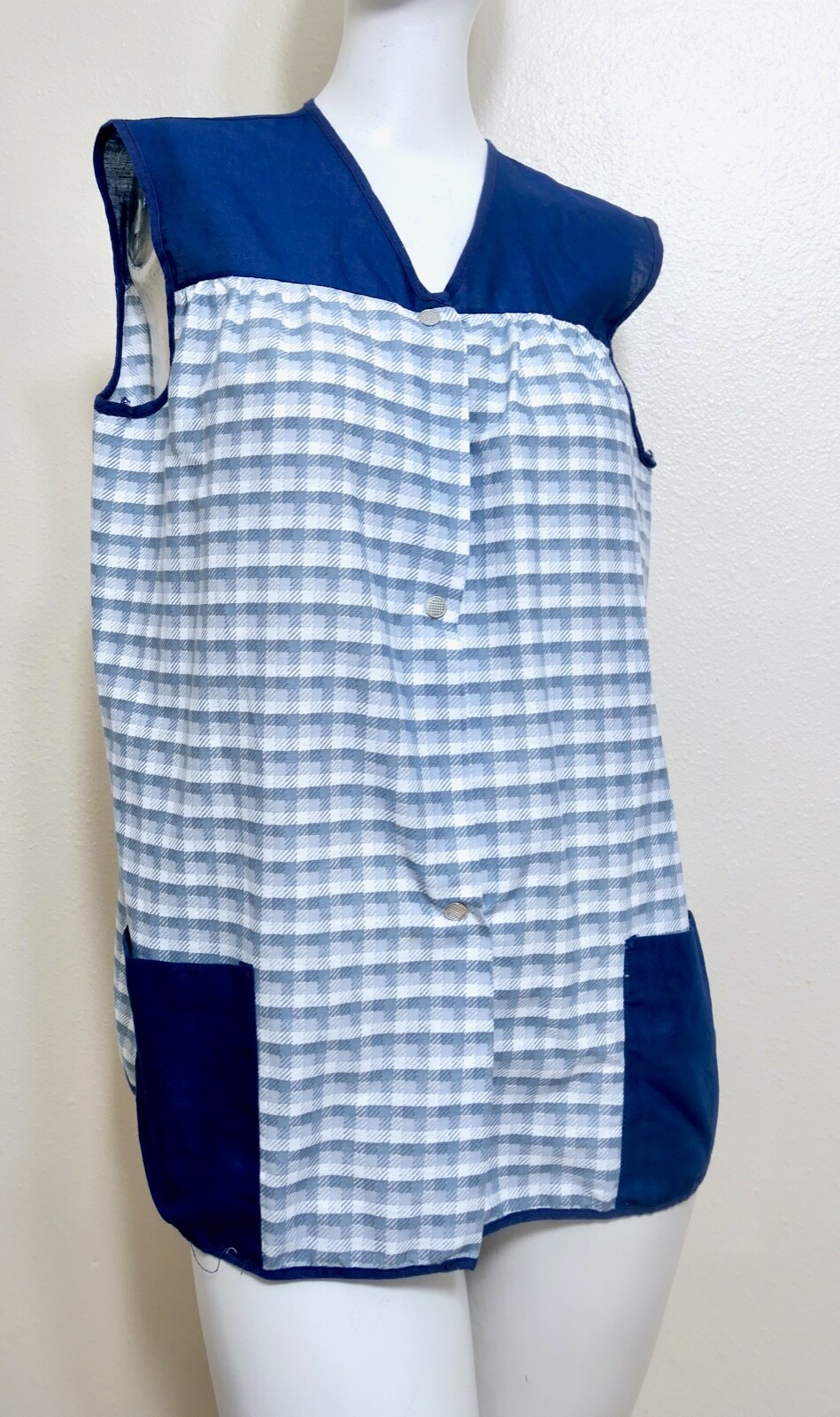 Vintage Artistic Creations USA Plaid Cotton Work Art Smock Top Layer Vest M