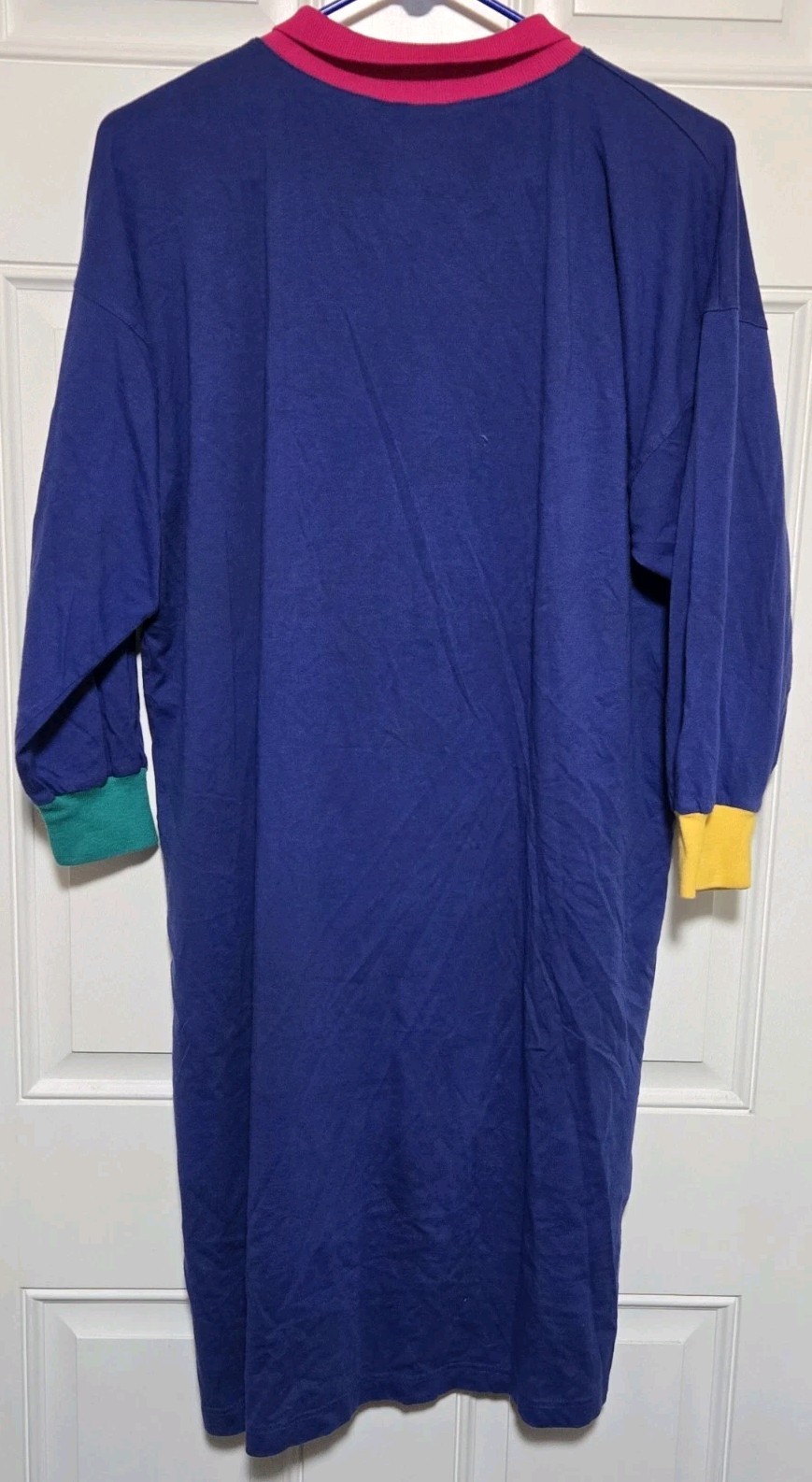 Tzzz Vintage Sleeping Night Gown Shirt 90s Womens One Size Blue Green Yellow