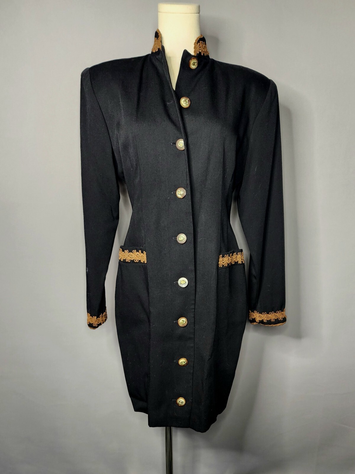 1980 Vintage Althuser Black Dress/Jacket- Retro, ALt, Hipster, Steampunk, Goth