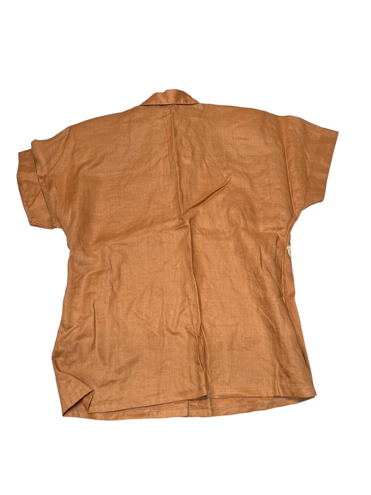 Vtg NOS Anne French Artsy Art to Wear Embellished 100% Ramie Blouse SZ 8 Brown