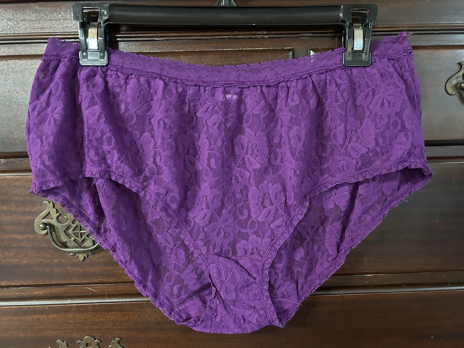 Vtg Unbranded 13J001X Beautiful Sheer Floral Stretch Lace 2X Plum Panties #60
