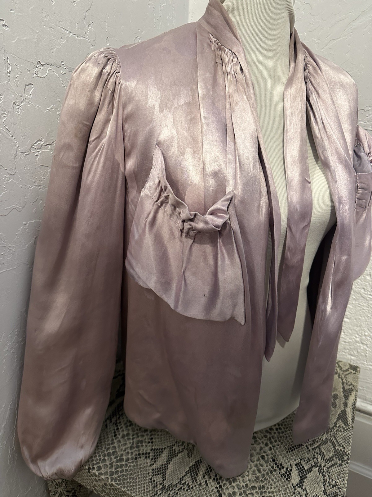 20s 30s Vintage Silk Satin Bed Jacket Lilac Purple Antique