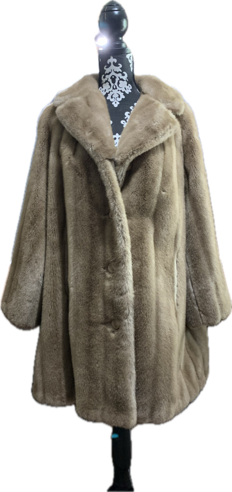 Vintage Grandella II by Sportowne Classy Faux Fur Coat 14 Golden Brown Pockets