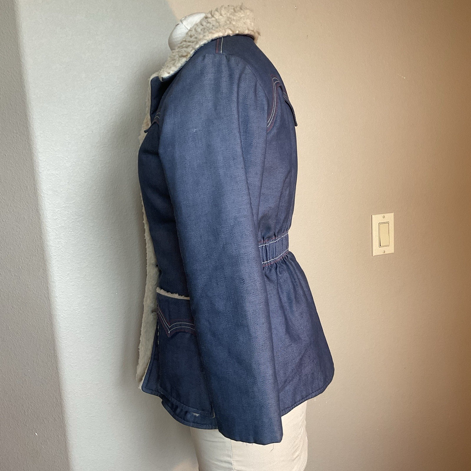 Prior Westerns Denver Womens Vintage Denim And Sheering 1960-1970? Chore Coat