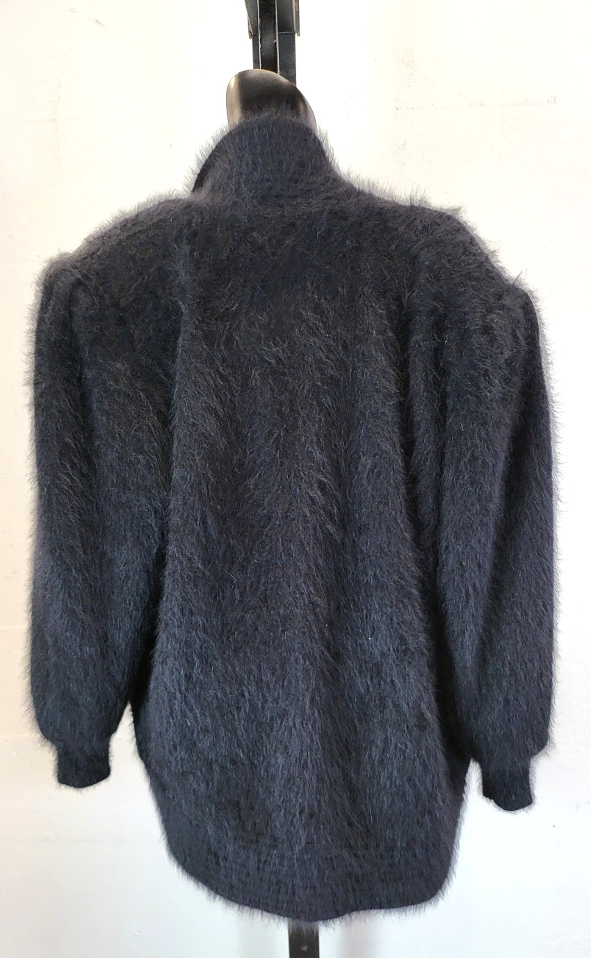 VTG BIG STAR Keo Sung Cardigan Sweater Black Angora Furry Fuzzy Luxurious XL/1X