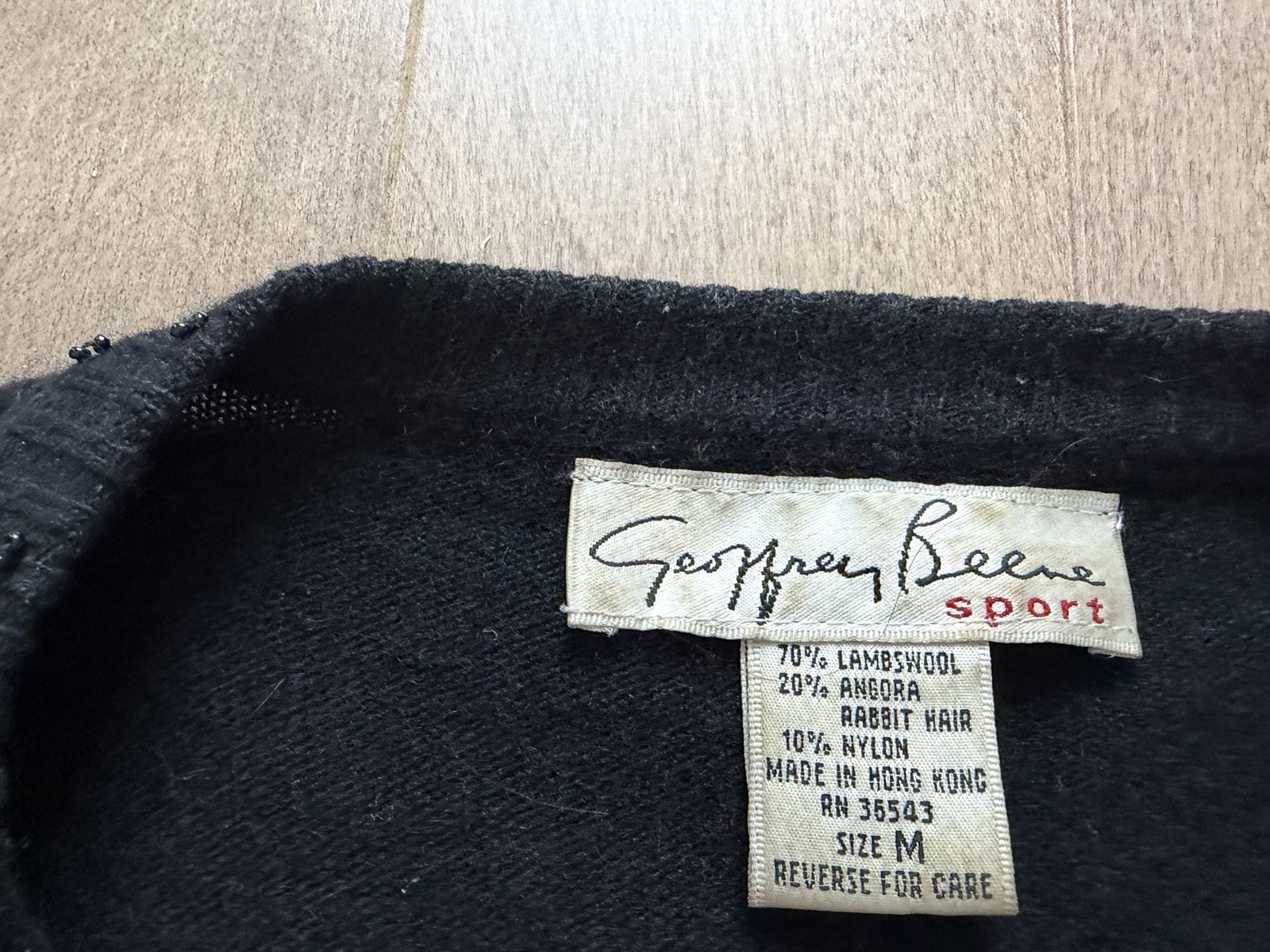 Vintage Geoffrey Beene Hand Beaded Angora& Lamb’s Wool Soft Black Sweater Size L